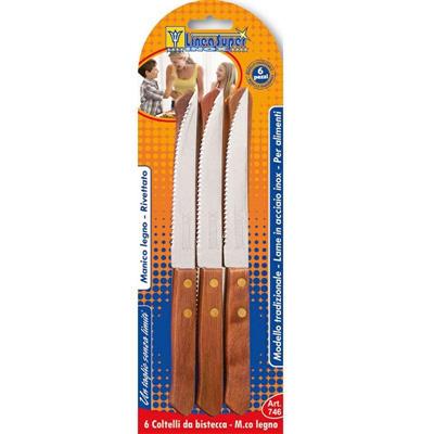 COLTELLO BISTECCA MANICO LEGNO CONF. 6 PZ