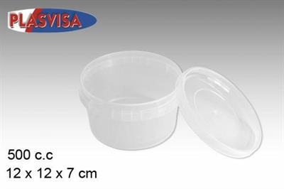 CONTENITORE IN PLASTICA CON COPERCHIO 500CC 12X12X7CM