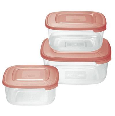 CONTENITORE FRIGO BOX QUADRATO SET 3PZ 2,5/1,5/0,95LT ROSSO