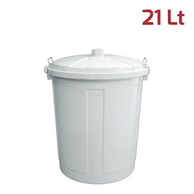 BIDONE MAXI 21 LT CON CHIUSURE BIANCO GHIACCIO