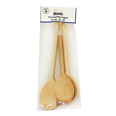 CUCCHIAIO LEGNO BASIC SET 3 PZ 25/30/35 CM