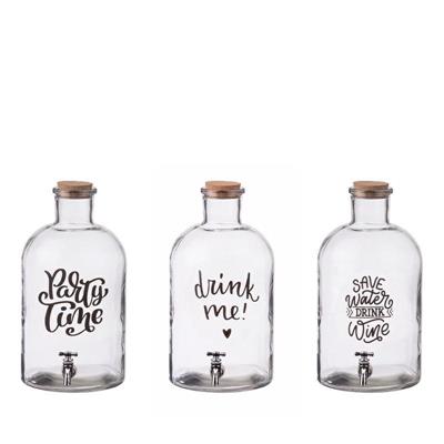 DISPENSER VETRO CON TAPPO SUGHERO 2,4 LT 3 DECORI ASS.