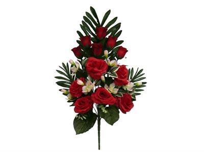 FIORE BOUQUET ROSA 18 FIORI 61 CM COLORE ROSSO.