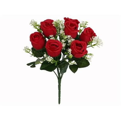 FIORE BOUQUET ROSE 8 FIORI 31 CM COLORE ROSSO