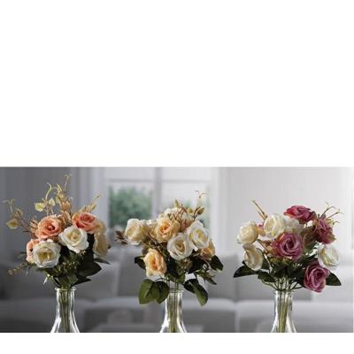 FIORE BOUQUET ROSE 10 FIORI 34 CM 3 COLORI ASS