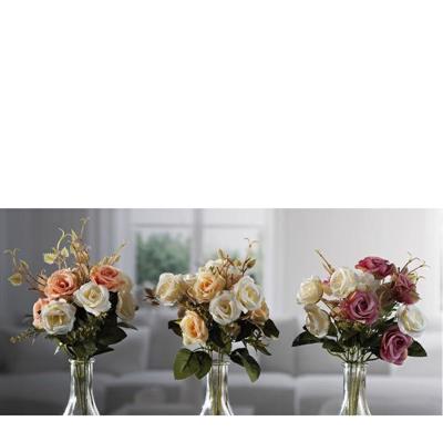 FIORE BOUQUET ROSE 10 FIORI 34 CM 3 COLORI ASS