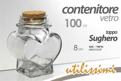 BOTTIGLIA IN VETRO 8CM 100ML CON TAPPO IN SUGHERO