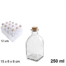 BOTTIGLIA QUADRATA IN VETRO CON TAPPO SUGHERO 250 ML