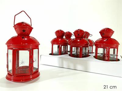 LANTERNA PORTACANDELA ROSSA 21CM