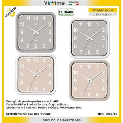 OROLOGIO ABS QUADRO 26 X 26 CM 4 COLORI ASS