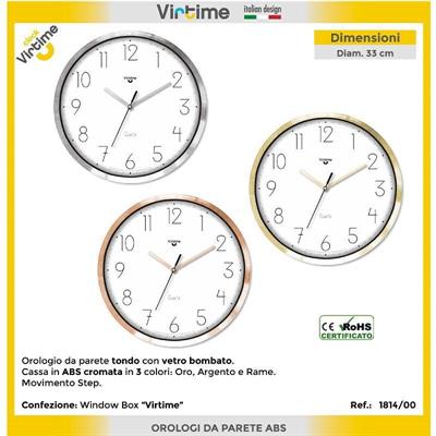 OROLOGIO ABS TONDO 33 CM QUADRANTE BIANCO 4 COLORI ASS