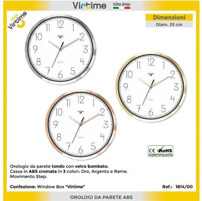 OROLOGIO ABS TONDO 33 CM QUADRANTE BIANCO 4 COLORI ASS