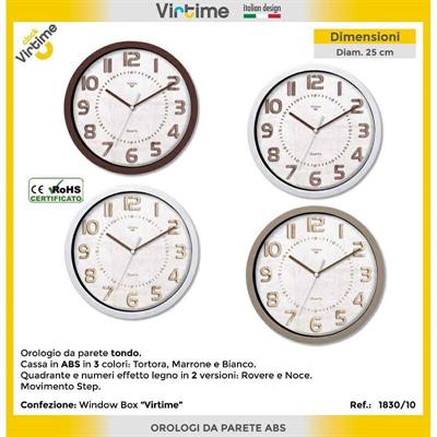 OROLOGIO ABS TONDO 25 CM QUADRANTE LEGNO ASS