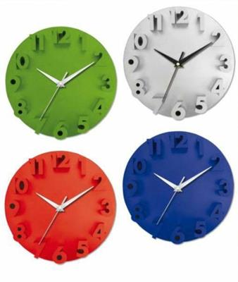 OROLOGIO ABS TONDO D.25CM BOMBE' 4COLORI ASS.