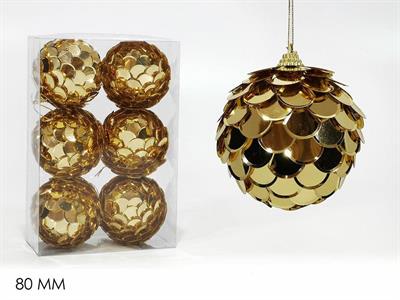 PALLA NATALIZIA 8 CM COLORE ORO CONF. 6 PZ