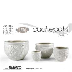 CASPO CERAMICA SET 4 PZ DECORO BOLLE BIANCO