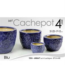 CASPO CERAMICA SET 4 PZ DECORO FIORI BLU