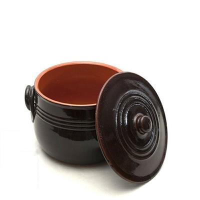 PENTOLA TERRACOTTA BOMBATA BRUNA 20 CM CON COPERCHIO