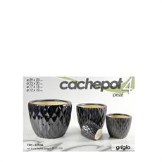 CASPO CERAMICA SET 4PZ DECORO ONDE GRIGIO SCURO