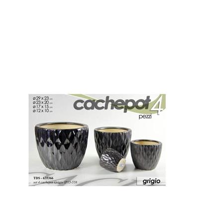 CASPO CERAMICA SET 4PZ DECORO ONDE GRIGIO SCURO