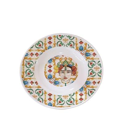 PIATTO FONDO MELAMINA 23 CM DECORO CALTAGIRONE