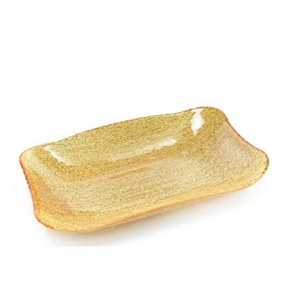 PIATTO RETTANGOLARE VETRO MAJOR 21 X 13 CM ORO GLITTER