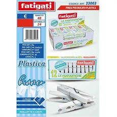 PINZE PLASTICA PER BUCATO 12 PZ COLORE BIANCO