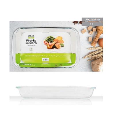 PIROFILA RETTANGOLARE IN VETRO CON MANICI 3 LT 39 X 23,5 X 6