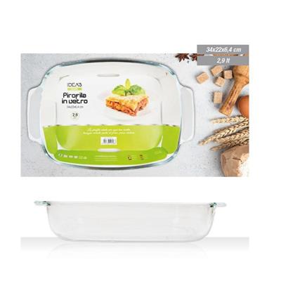 PIROFILA RETTANGOLARE IN VETRO CON MANICI 2,9 LT 34X22X6,4