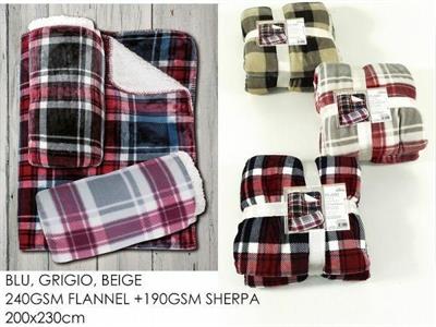 PLAID SCOZIA AGNELLATO 125X150CM 3COLORI ASS.