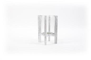 PORTACANDELA IN VETRO CON VETRO BIANCO 18,5X18,5XH26CM