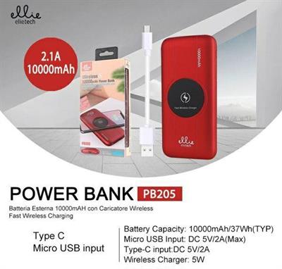 POWER BANK 10000MAH FAST WIRELESS CHARGER COLORE NERO