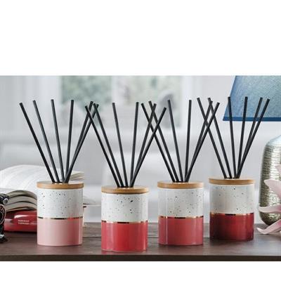 PROFUMAZIONE CON BASTONCINI 350 ML D. 8 X H11 CM 4 ASS