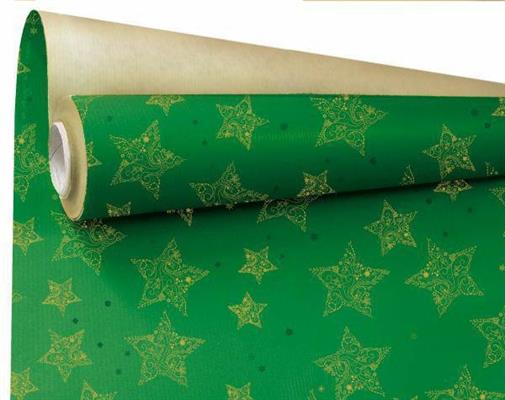 ROTOLO CARTA ECRU 0,79X40MT VERDE CON STELLE