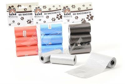 SACCHETTO IGIENICO PER ANIMALI 22X30CM 60PZ COLORI ASS.