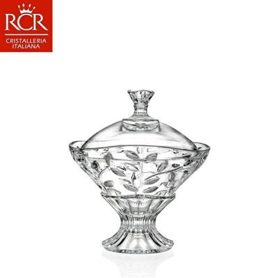 SCATOLA IN VETRO LAURUS CON PIEDE E COPERCHIO 18 CM