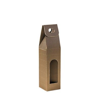 SCATOLA ONDA AVANA CON FINESTRA 1 BOTTIGLIA 9 X 9 X 38,5 CM