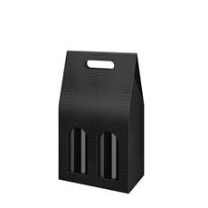 SCATOLA VALIGETTA NERA COCCODRILLO 2 BOTTIGLIE 20 X 10 X 37