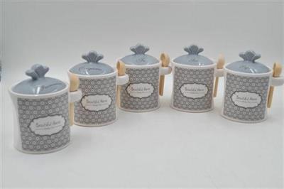 SET BARATTOLI SPEZIE CON CUCCHIAINO DECORO MOSAICO CONF. 5PZ