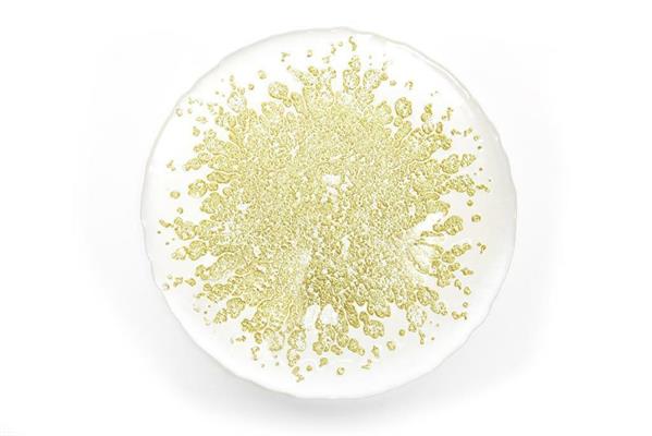 SOTTOPIATTO IN VETRO GOCCIA D.32CM COLORE BIANCO ORO GLITTER