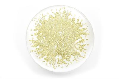 SOTTOPIATTO IN VETRO GOCCIA D.32CM COLORE BIANCO ORO GLITTER