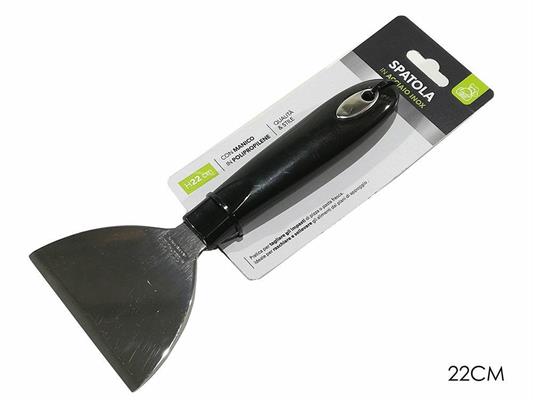 SPATOLA ACCIAIO 22 CM CON MANICO NERO