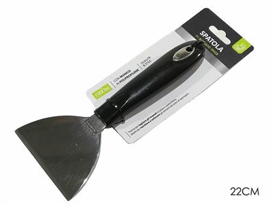 SPATOLA ACCIAIO 22 CM CON MANICO NERO