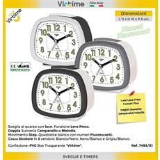 SVEGLIA AL QUARZO CON LUCE NUMERI FLUO 3 COLORI ASS