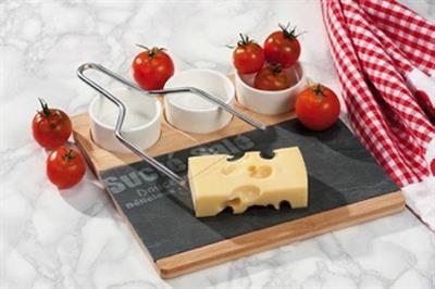 TAGLIERE FORMAGGIO CON 3CIOTOLE 25X25CM
