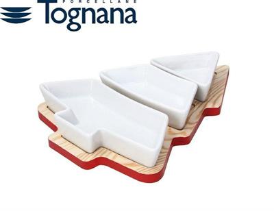 TAGLIERE ALBERO 27,5 CM CON 3 CIOTOLE CERAMICA