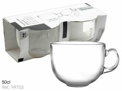 TAZZA DA COLAZIONE IN VETRO 50CL CONF. 2PZ