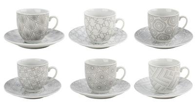 TAZZA CAFFE' AMALFI GRIGIO CON PIATTINO CONF. 6PZ
