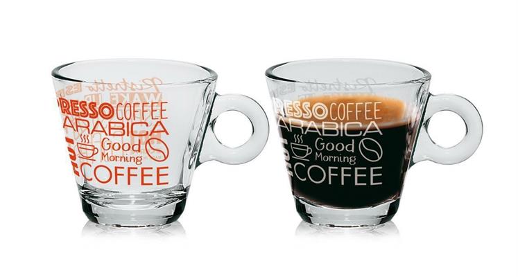 TAZZA CAFFE'80CC SET3PZ S/PIATTINO VETRO DECORO COLOR CHANGE