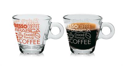 TAZZA CAFFE'80CC SET3PZ S/PIATTINO VETRO DECORO COLOR CHANGE
